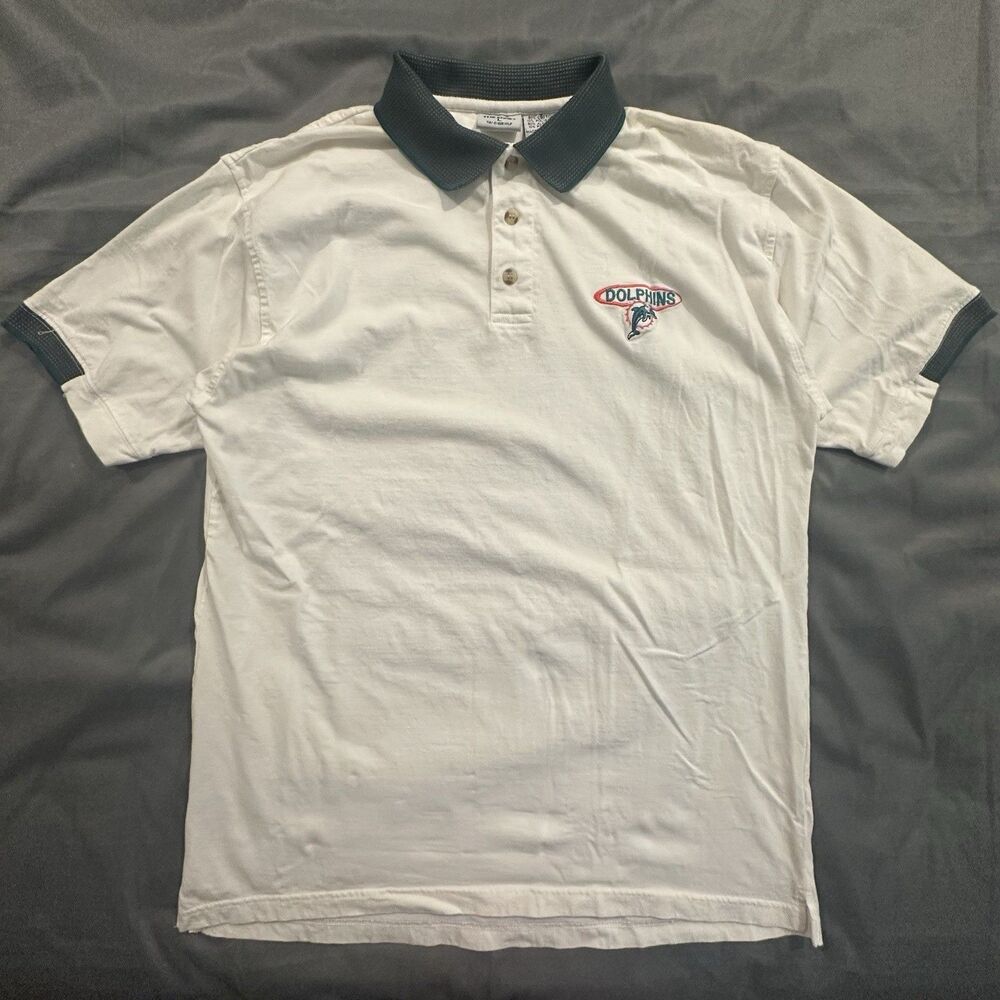 Vintage 90s Miami Dolphins Polo Men’s Large Embroidery White Green Football
